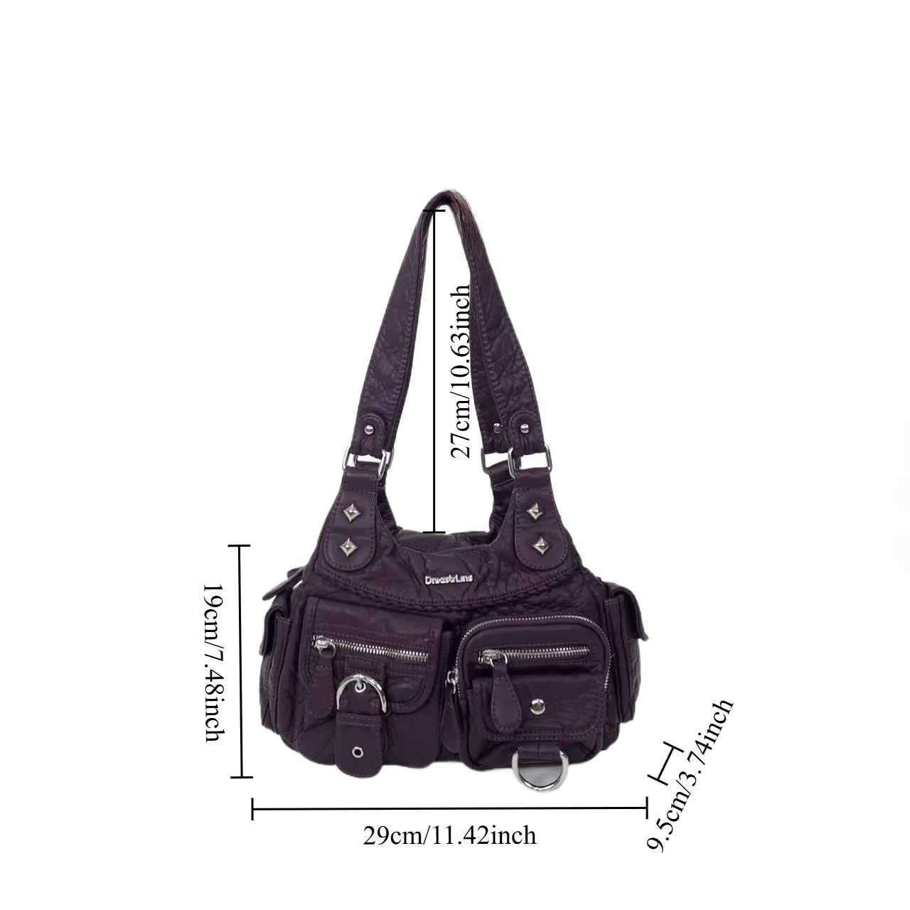 Y2K ladies vintage street shoulder bag with multiple pockets personalized rivet handbagW251117