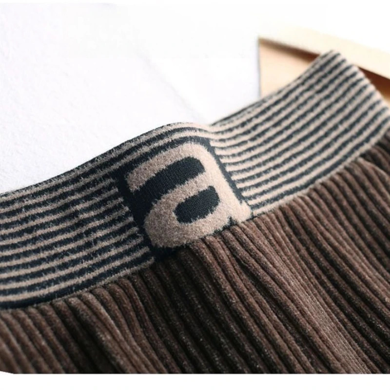 Women Therma Flared Pants Fleece Lined Winter High Waist Corduroy Leggings Loose Letter Elastic Waisted Fleecing Trousers Z260314