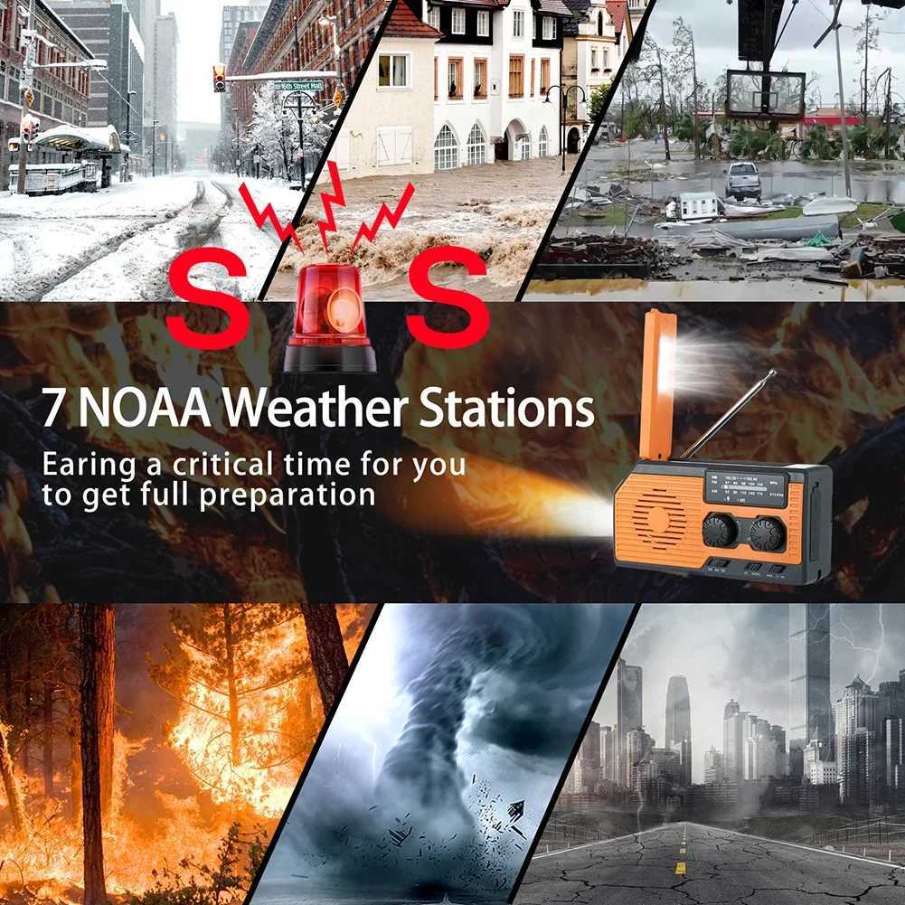 Solar Hand Crank Radio Portable Multifunctional Radio AM/FM/WB NOAA Weather Radio LED Flashlight Power Bank for Outdoor Camping M251117