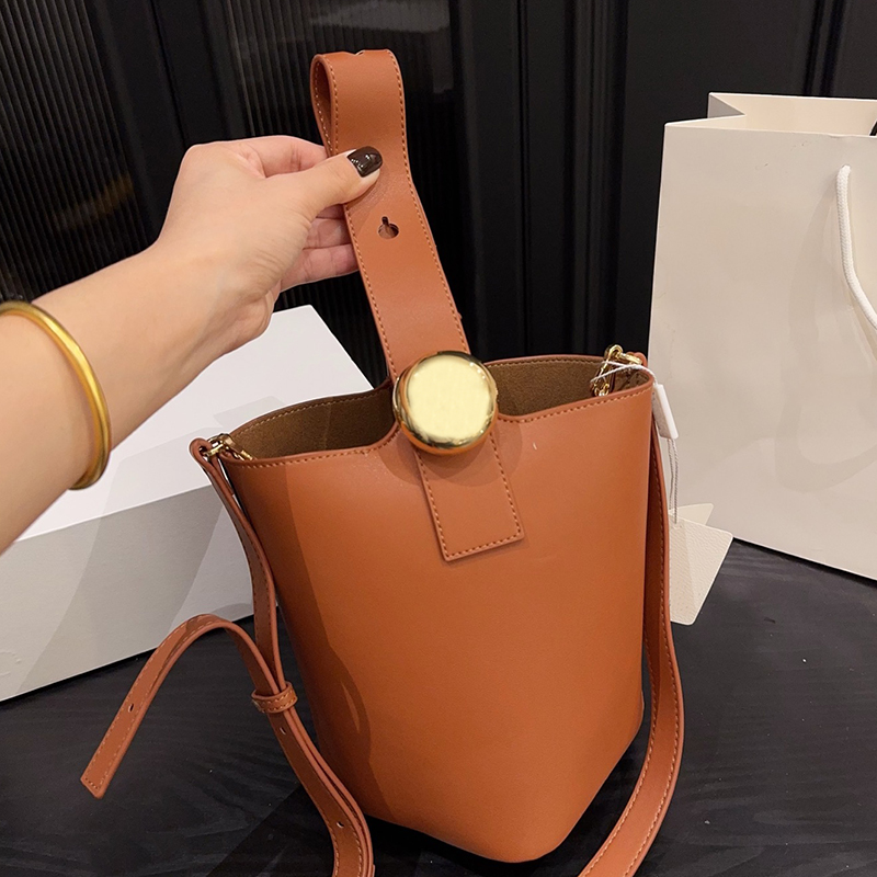 Designer Women Pebble Cowhide Leather Small Bucket Bag Spain Luxury Brand Suede Leather Clutch Tote Handbag Lady Adjustable Strap Crossbody Shoulder Bags