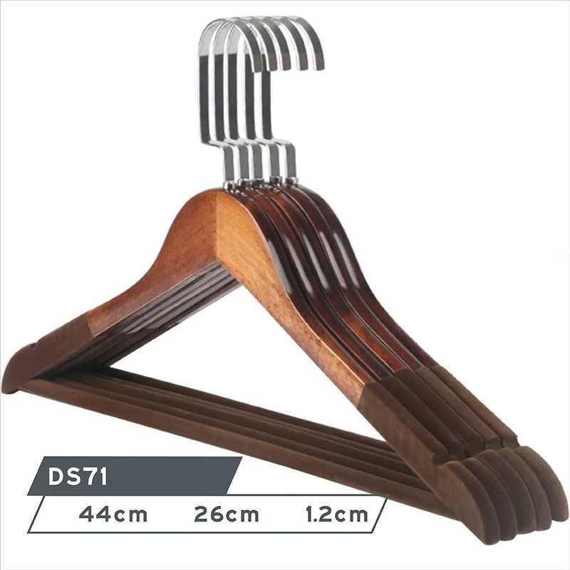 10Pcs/set Adult Extra-Wide Solid Wood and Metal Hook Wooden Hangers With Notches Non-slip Metal Hook for Clothes W2760 C251117