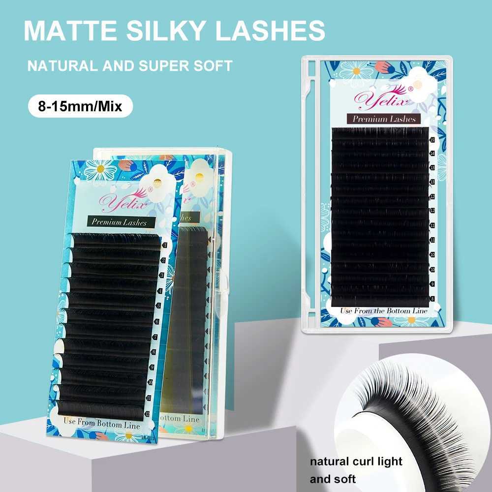 Yelix Matte False Eyelashes Individual Mink High Quality 007mm Silk Eye Lashes Russian Volume Eyelash Extension SuppliesT251117
