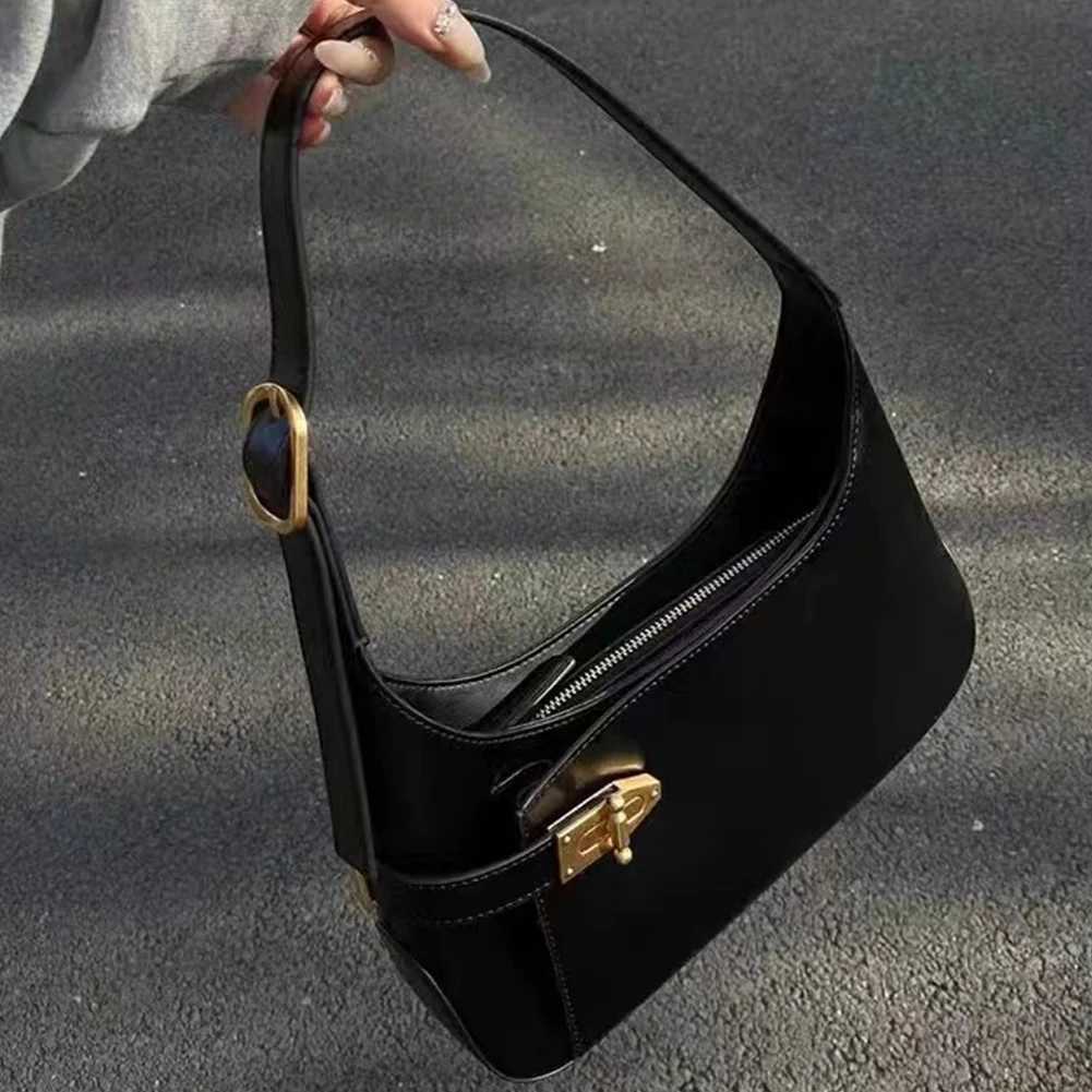 Women Simple Armpit Bag Large Capacity PU Underarm Bag Retro Commuting Bags Solid Color Stylish Clutch Purse Trendy Shopping BagW251117