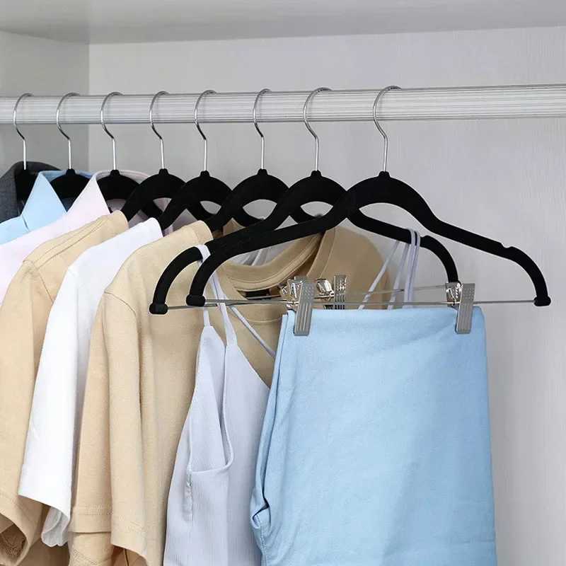 5 Pcs/lot Garment Suit Multifunction Clothes Hangers with Clips Non-Slip Closet Laundry Wardrobe Organizer Drying Rack Velvet C251117
