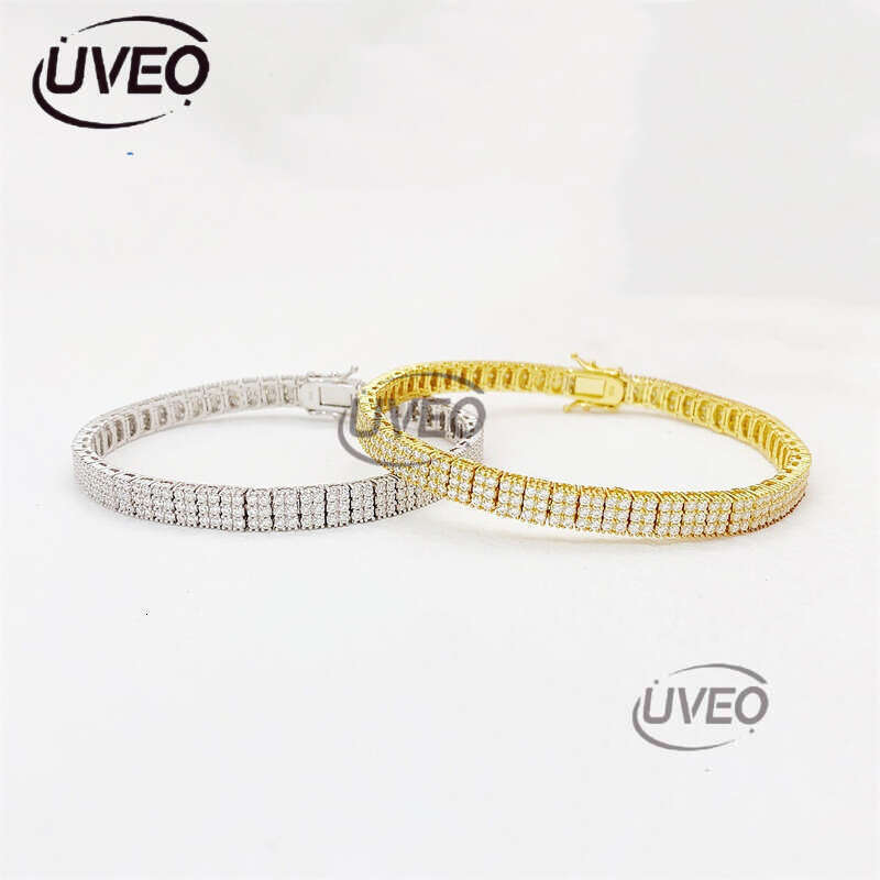 Moissanite Bracelet VVS Jewelry Gold 925 Moissanite Bracelet Clover Hiphop Pass Dias Tester Chain Mens Necklace