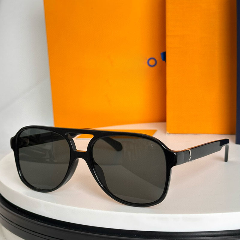 2866U Vogue Hit Sunglasses Gentleman Noblewoman Classic Pilot Sunglasses Black Lenses UV400 Elliptical Acetate Frame Silver Titanium Pattern on Temples