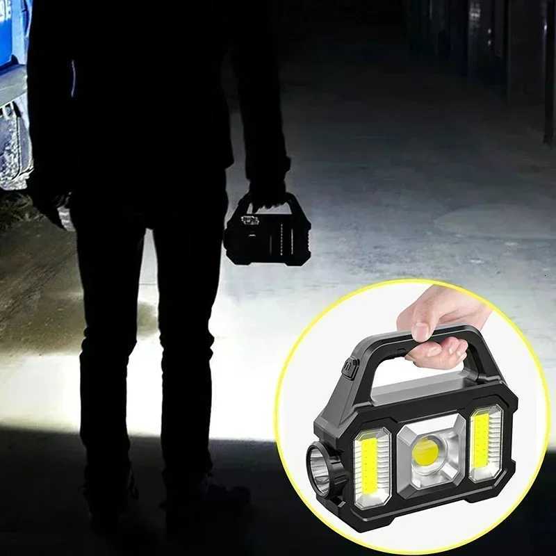 Multifunctional COB Searchlight LED Strong Light Flashlight Solar Charging Waterproof Outdoor Emergency Lighting Work Light M251117