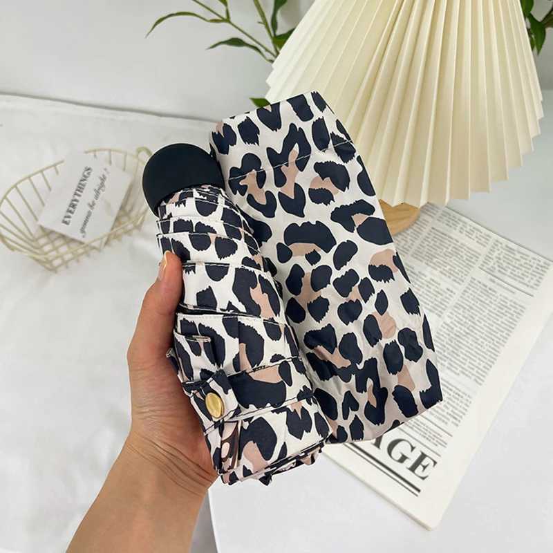 Leopard Print 3 5 Folding Rain Umbrella Automatic Manual Creative Outdoor Windproof Women Sun Protection Parasol Compact Gift C251117