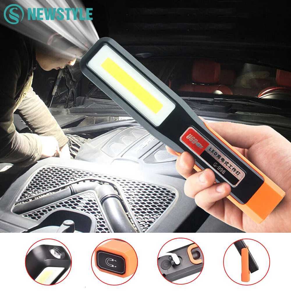 Rechargeable Work Light Portable COB LED Inspection Lamp Magnetic Flashlight Hook Camping Light Tent Lantern Car Repair Emergenc M251117