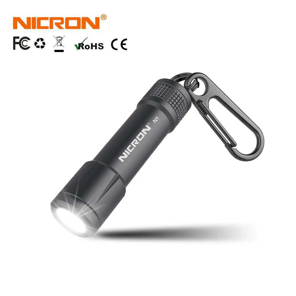 NICRON Micro Mini Flashlight Outdoor 100LM 24M 1xAAA Battery 10Hours Key Chain Light Lamp Waterproof IPX4 For Home LED Torch N1 M251117