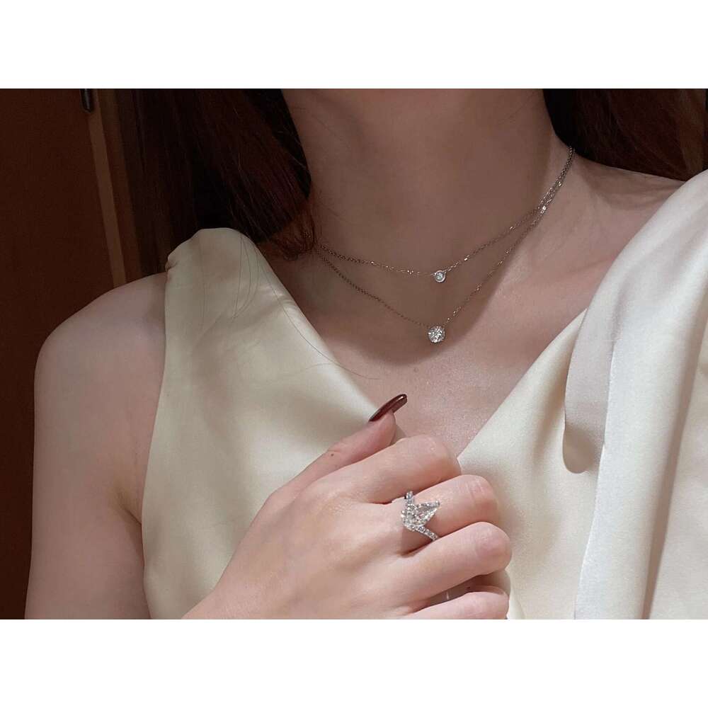 DHCollections Silver Zirconia Elegant Pierced Necklace Chocker Women