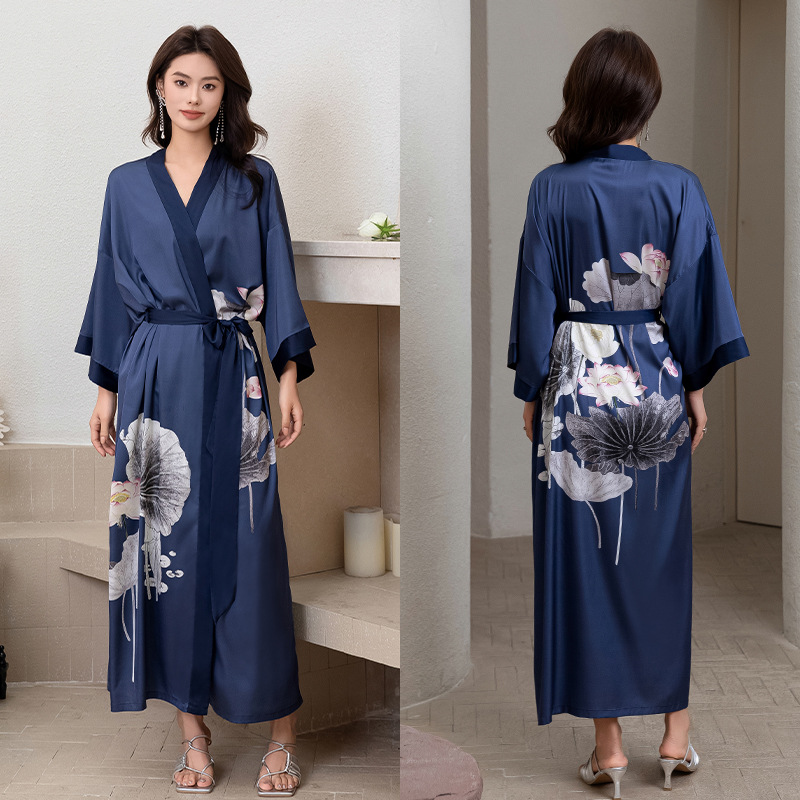 B827-Women's Modal Thin Home Clothes Pajamas Loose Short Sleeve Nightdress Over Knee Length Pleated Skirt