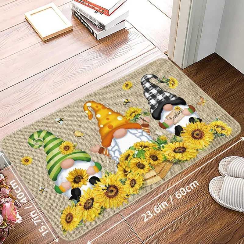 1 Piece of Spring Sunflower and Dwarf Pattern Decorative Carpets 100 Polyester Anti Slip Rugs Home Decoration Felt DoormatM251117