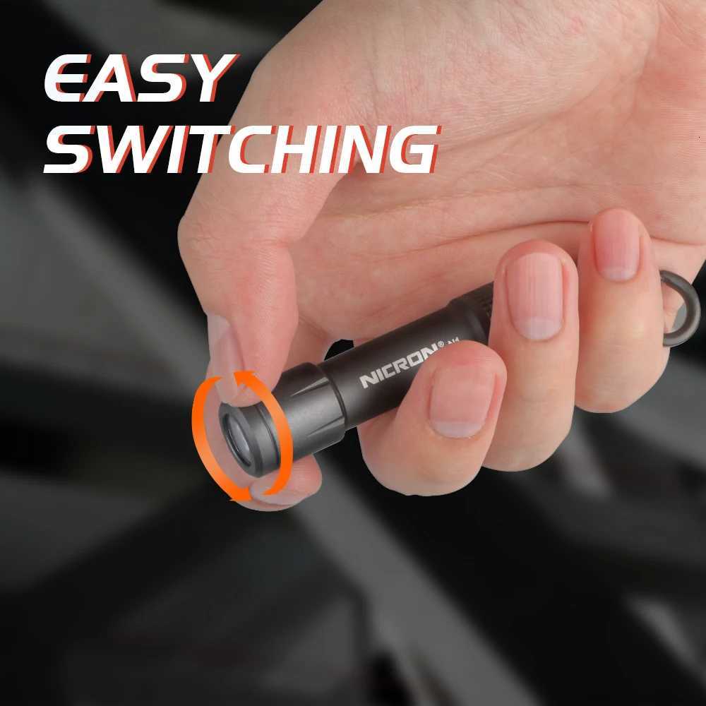 NICRON Micro Mini Flashlight Outdoor 100LM 24M 1xAAA Battery 10Hours Key Chain Light Lamp Waterproof IPX4 For Home LED Torch N1 M251117