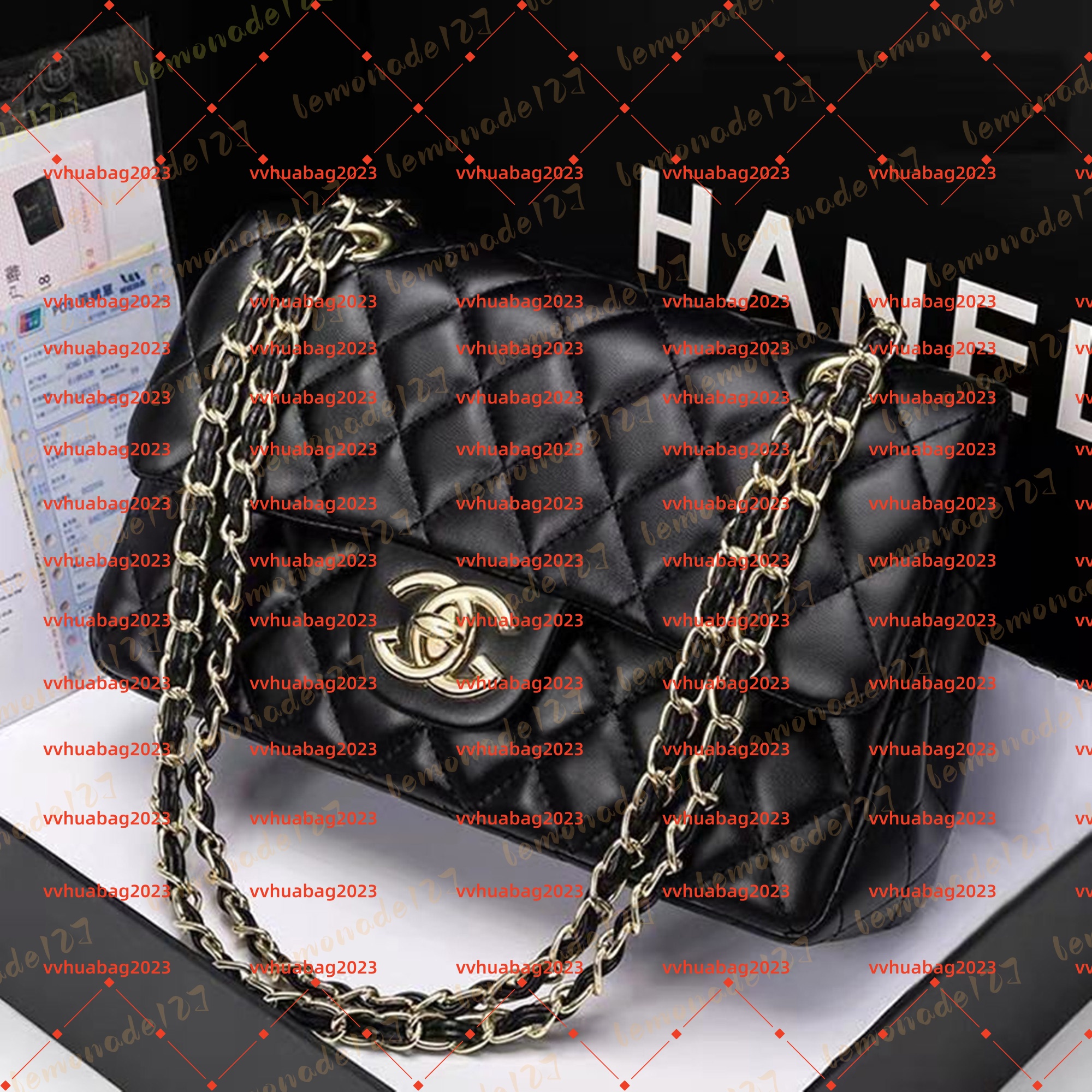 Top Tier Womens Mini Square Bag CF Real Leather Medium Caviar Lambskin Quilted Purse Small Double Flap Black Shouler Box Bag Luxury Designer Maxi Chain Strap HandBag