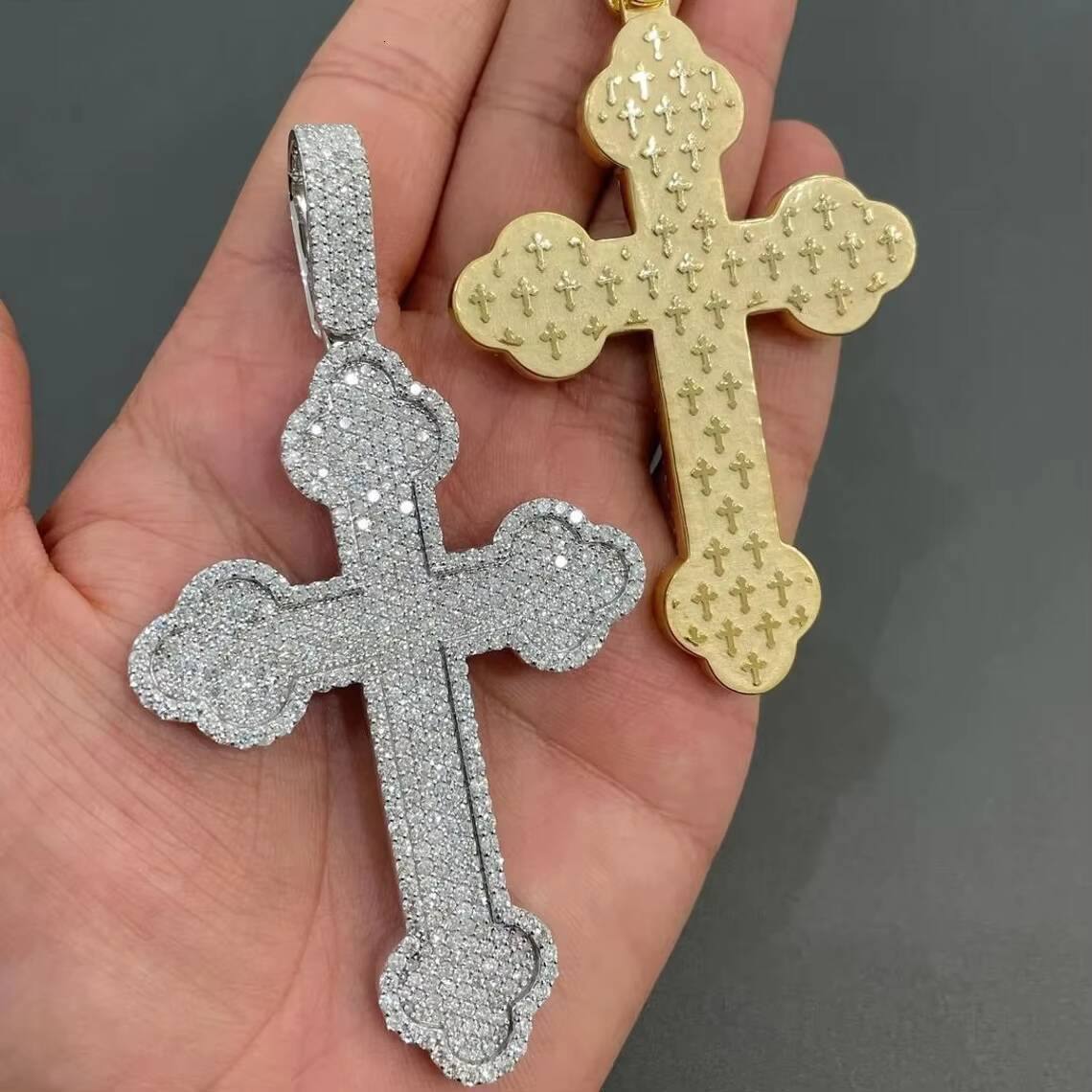 AAA GEMS Trendy Large Men Jesus Pendant in 925 Sterling Silver With VVS Moissanite Round Diamond Cross Pendant