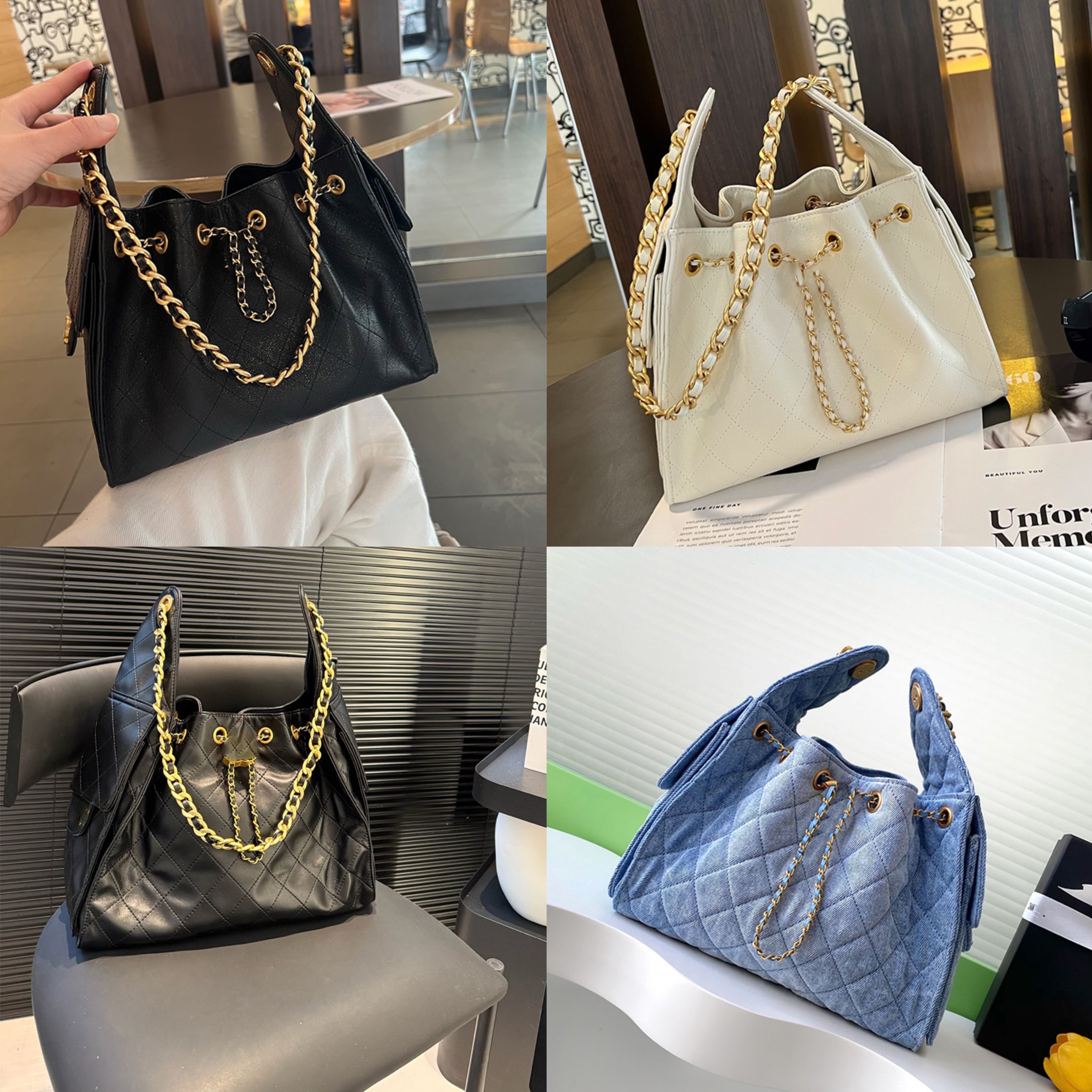 Designer 25c Tote Bag for Woman Large Handbag jennie same bag hobo tote bag 2025 new small aroma style large capacity drawstring caviar leather shoulder Bucket Bag 7A