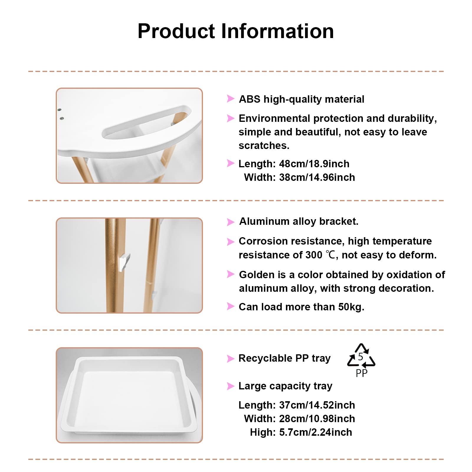 Beauty Salon Furniture Trolley Spa Styling Pedestal Rolling Cart 4 Shelf Abs Aluminum Elitzia ETTRO5