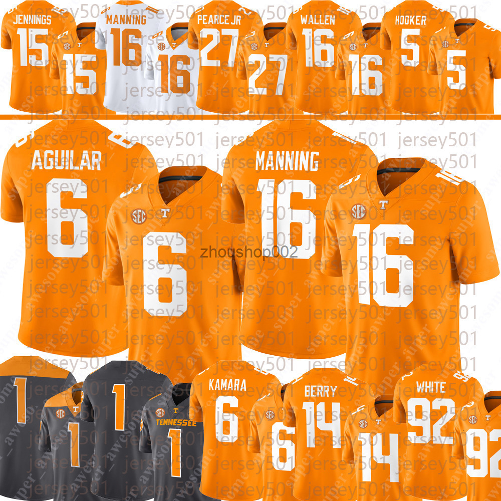 Tennessee Volunteers Football Jersey Joey Aguilar DeSean Bishop Mike Matthews Arion Carter Jermod McCoy Star Thomas Berry Peyton Manning Reggie White 