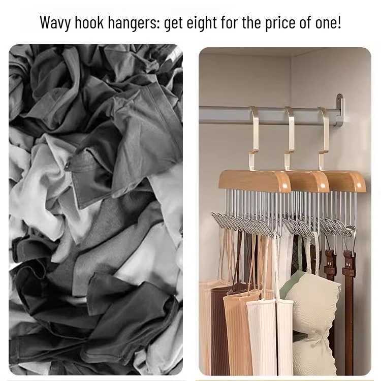 Closet Organizer Hanging Multiple Hanger Wooden Clothes Hangers Solid Wood Drying Rack 8 Portable Home Apartment Storage C251117