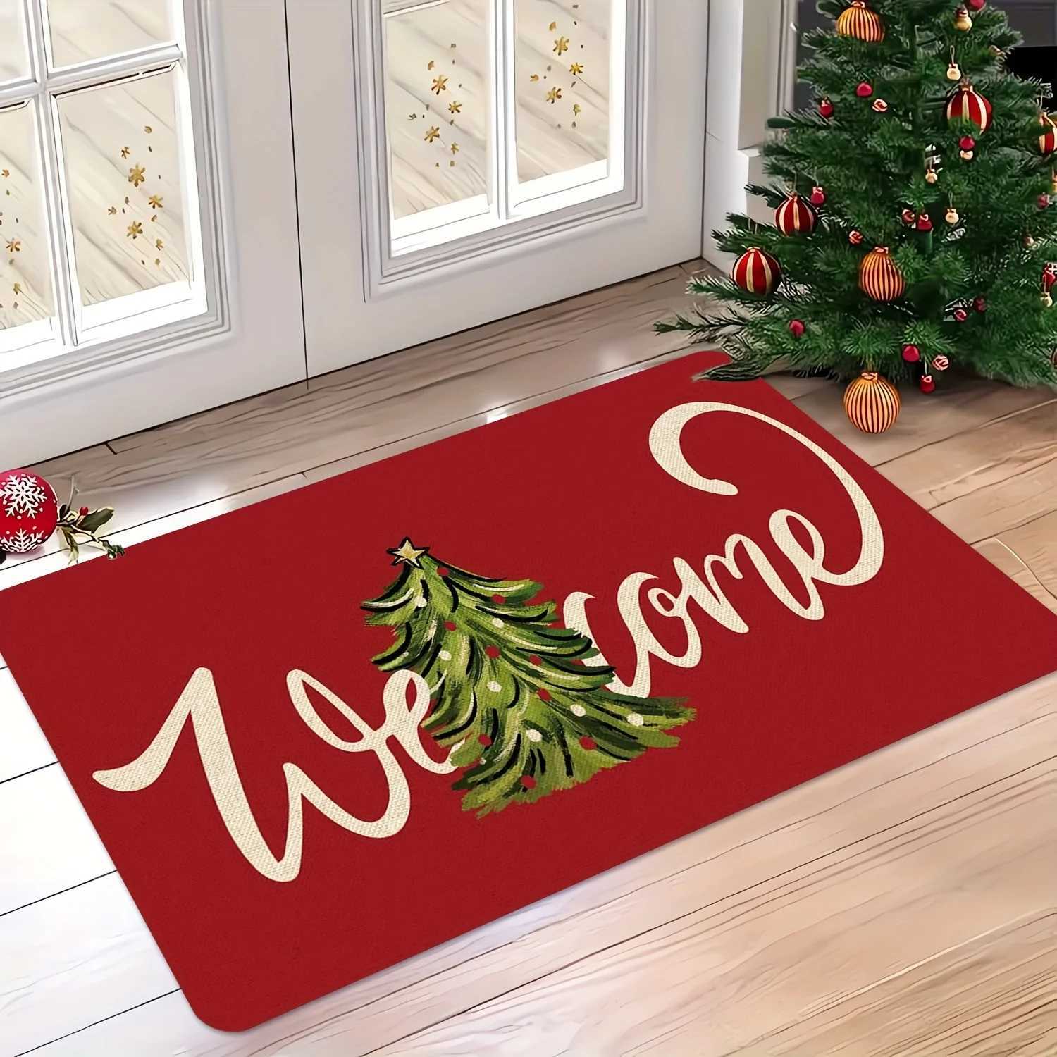 VIKAMA Christmas Carpet Red Festive Carpet Soft Living Room Carpet Rug For Bedroom Doormat Welcome Mat Outdoor Carpet Home DecorM251117