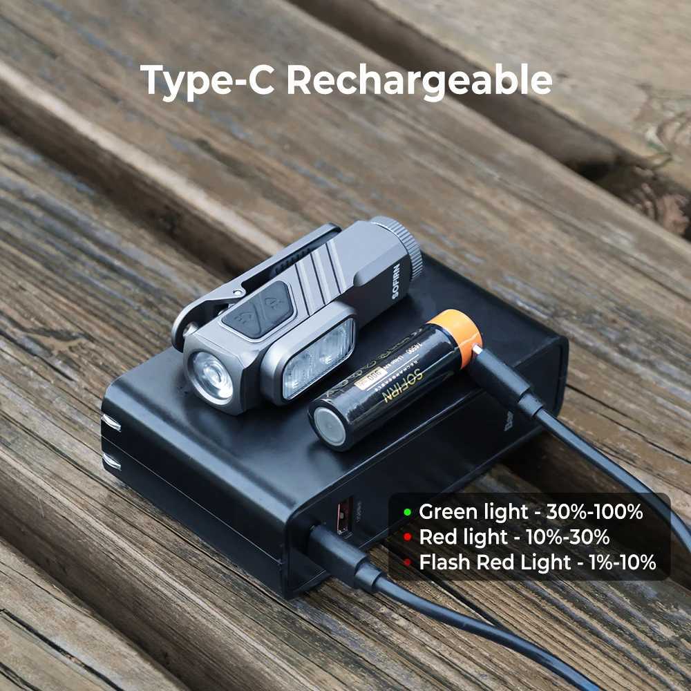 New Sofirn ST10 EDC Flashlight 14500 1000LM USB C Rechargeable Waterproof With Red Light Magnetic Tail Clip For Camping Emerge M251117