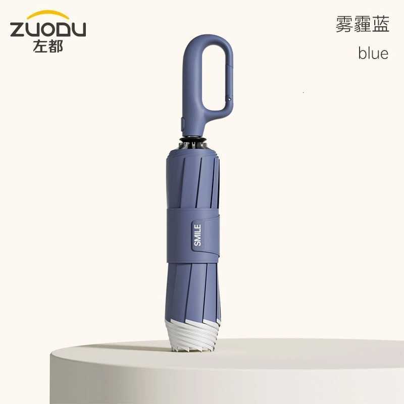 Zuodu Fully Automatic Sunny Umbrella Portable Ring Buckle Double Keel 70 off Stacked Umbrella Black with Reflective Ring C251117