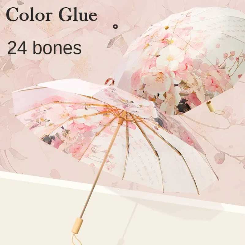Sunny and Rainy UmbrellaRetro Double Layer Double Flower Sunshade Umbrella for Women Sun Protection UV Anti-Wind 3 Folding C251117