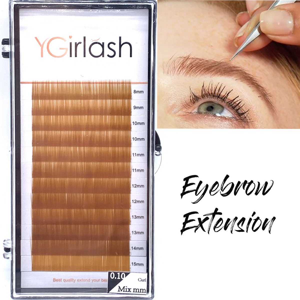 YGirlash High Quality Straight Curvate Extensions False Eyebrows 12Lines Light And Dark Brown Eyebrow ExtensionT251117