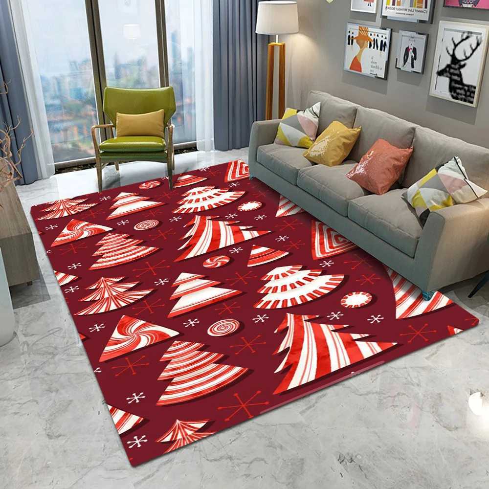 Christmas Tree Pattern Gifts Gingerbread Man Carpet Living Room Sofa Bedroom Study Kitchen Entrance Door Mat Non-slip Decor RugM251117