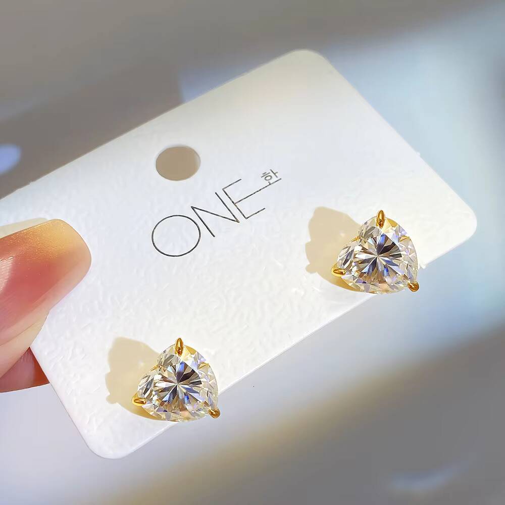 925 Silver Fine VVS Grade Moissanite Heart Earrings 99MM Heart Cut Stud for Men and Women with Screw Back Certificate