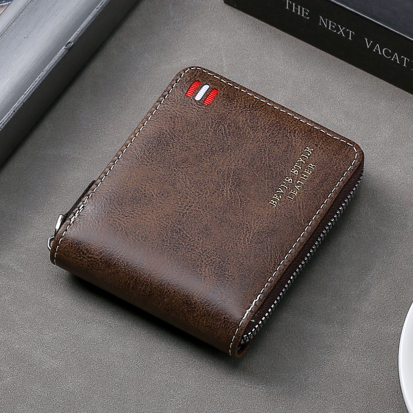 Christmas luxury gift fashionable square bag coin wallet retro zipper short classic men's handsome wallet British style designer wallet