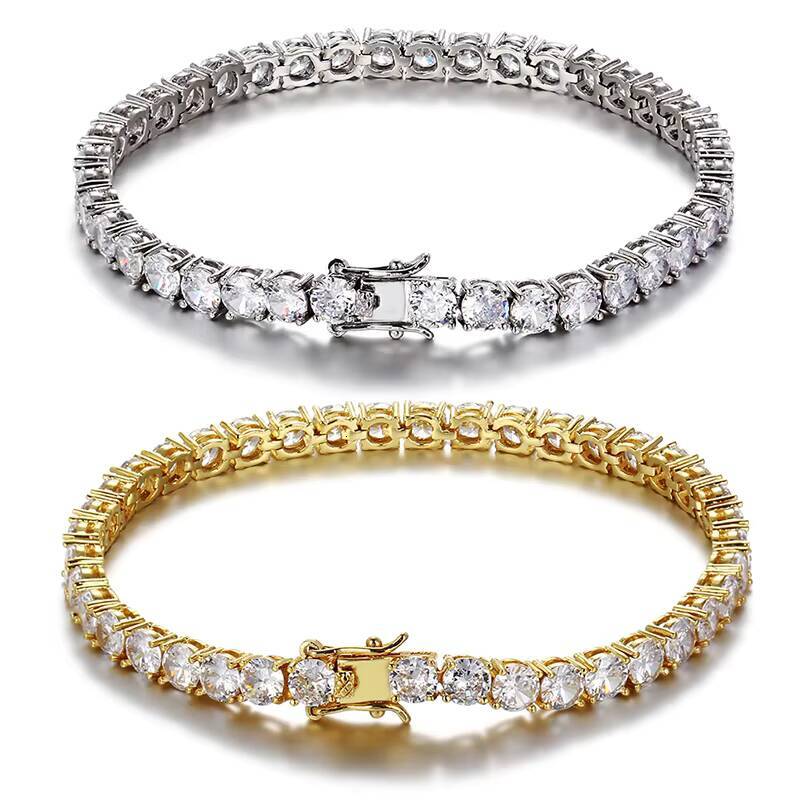 Moissanite Gold Plated Hip Hop Diamond CZ Tennis Bracelets Cubic Zirconia Women Tennis Bracelets