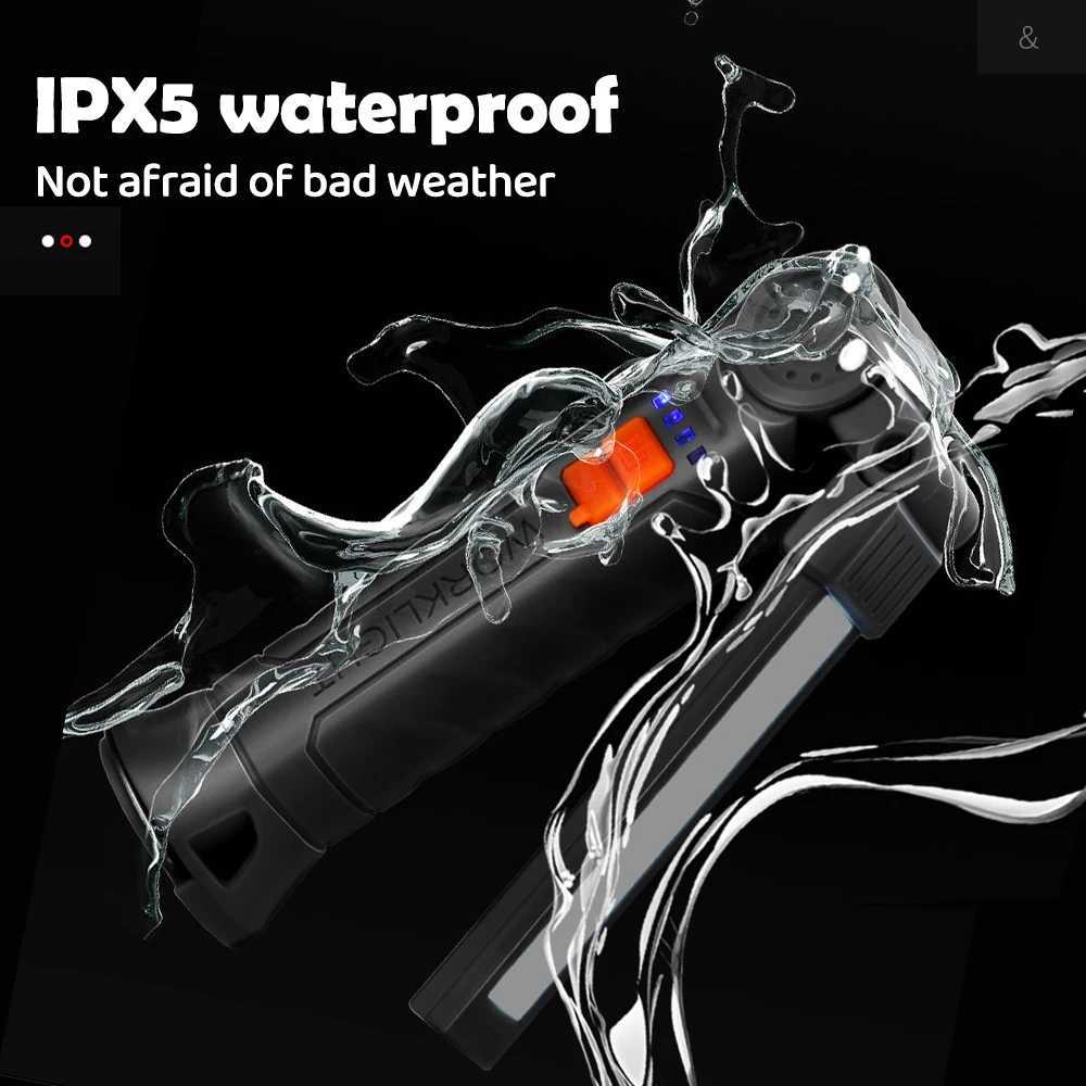 COB Work Light LED Work Flashlight With Magnetic Base Rechargeable Hanging Hook 360 Rotate Portable Inspection Light Camping M251117