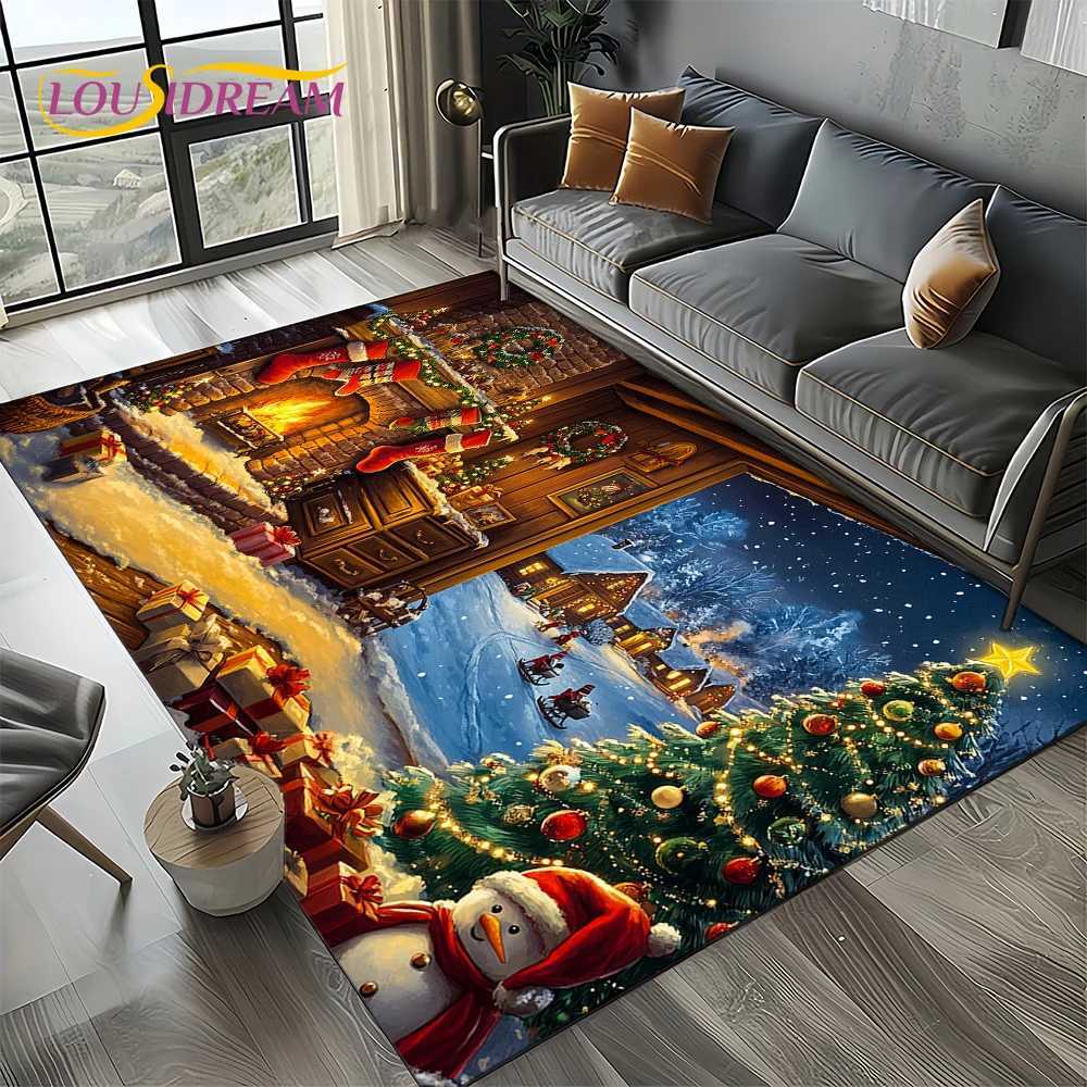 2025 Merry Christmas Tree Santa ClausNew Year Fairy Tale Gift Carpet Rug for Home Bedroom Sofa Doormat DecorNon-slip Floor MatM251117