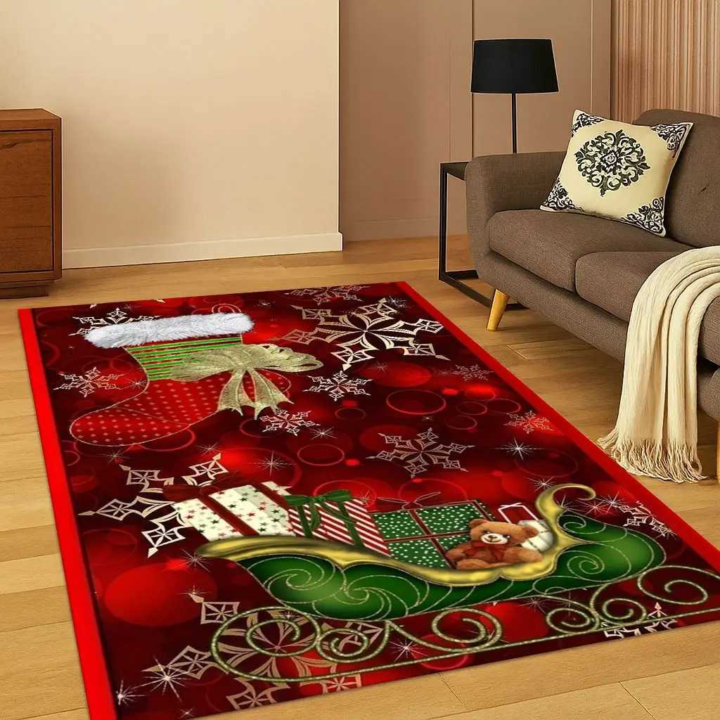 Merry Christmas Tree Santa Claus Cartoon Carpet Rug for Living Room Bedroom Doormat Kitchen DecorNon-slip Game Floor Mat GiftM251117
