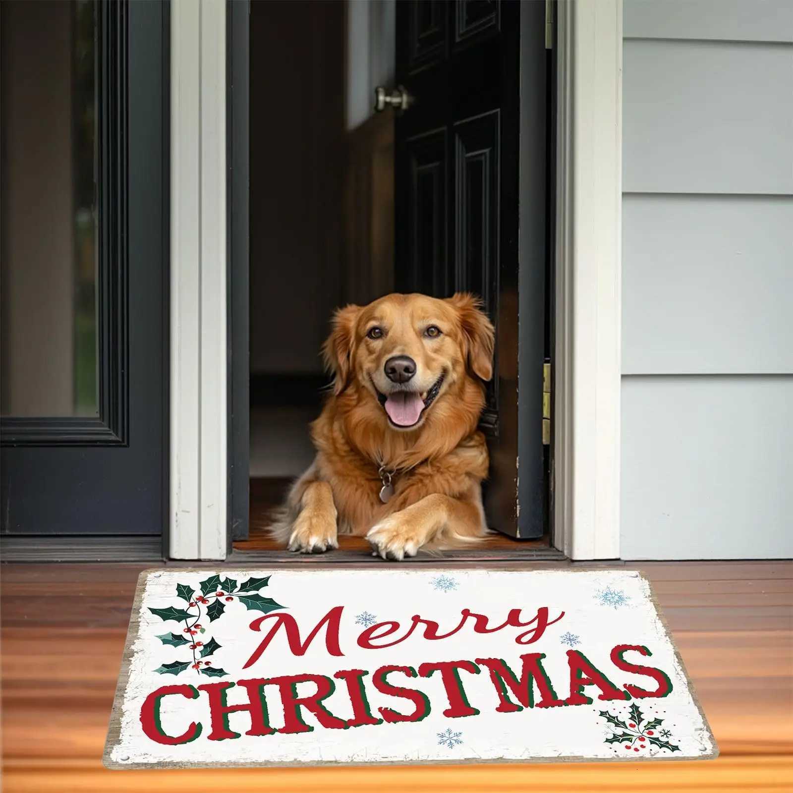 VIKAMA Christmas Outdoor Mat Merry Christmas and Happy New Year Indoor Floor Rug Welcome Front Doormats for Entrance Home DecorM251117