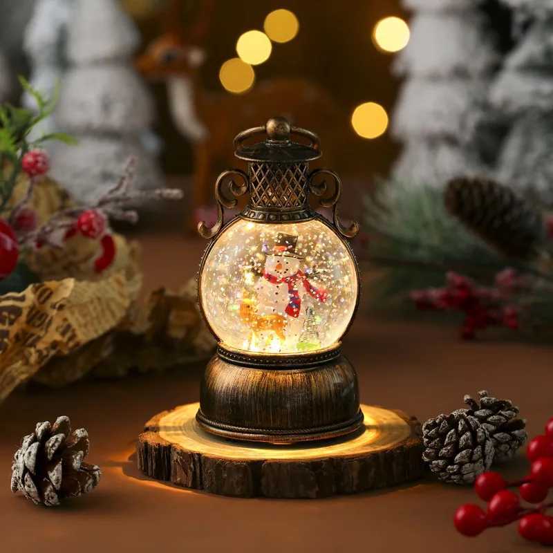 2025 Santa Claus with Music Floating Snow Ornaments Christmas Tree Luminous Bedside Lamp Snowman Night Light New Year Gifts J251117