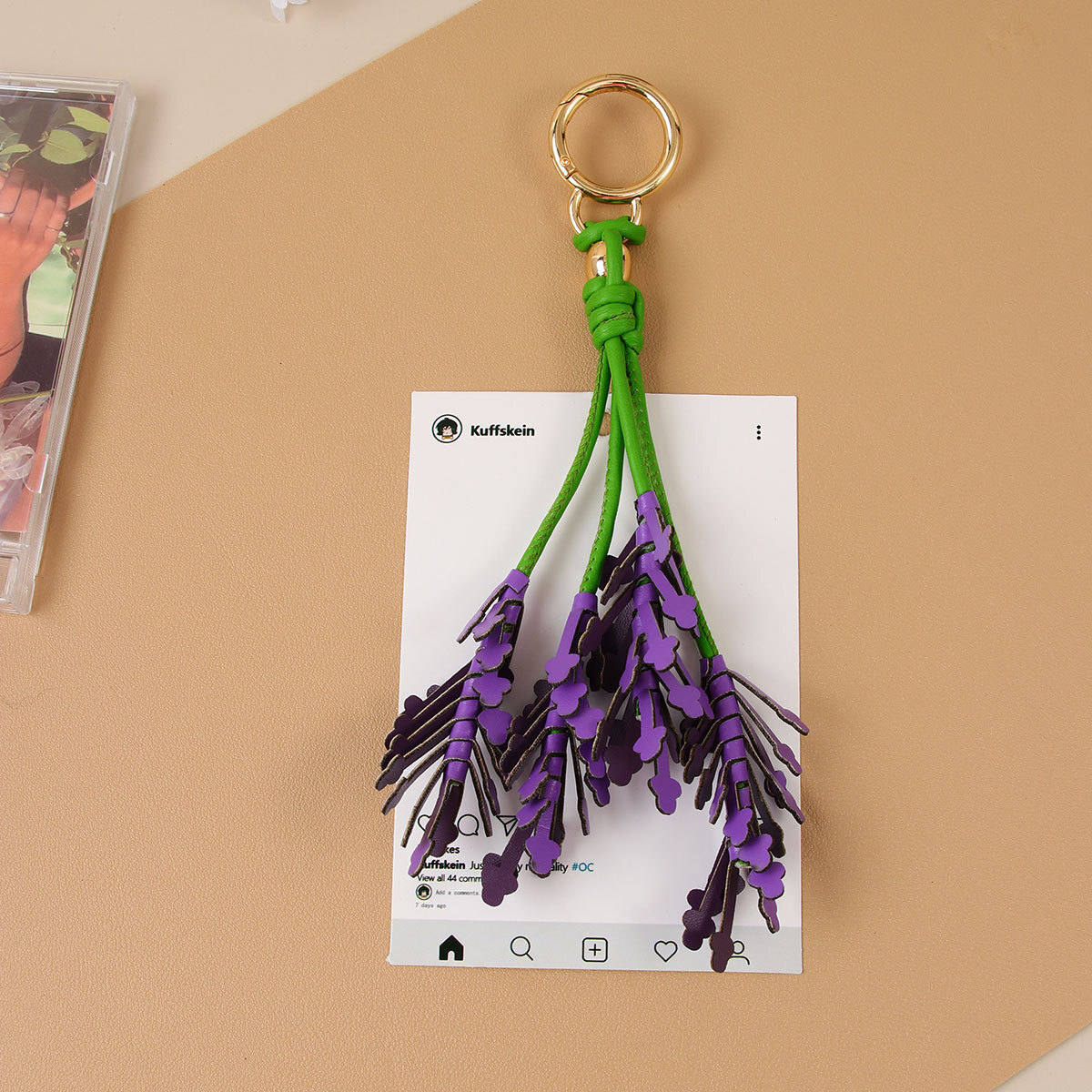 designer bag charm celebrity style handmade lavender bag pendant fresh sweet flower tassel ornament leather keychain