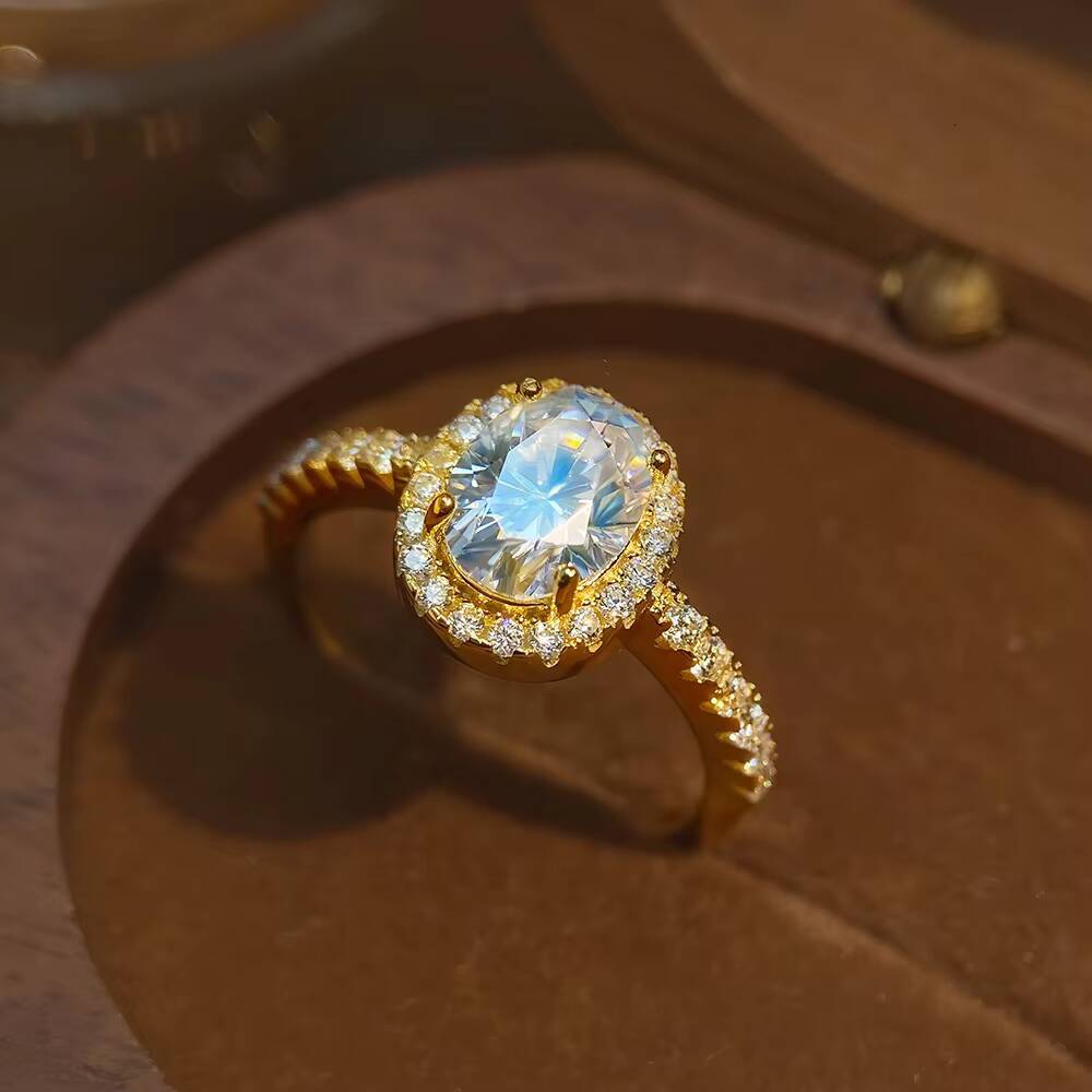 Classic Oval Moissanite Engagement Ring 925 Sterling Silver VVS Vintage Moissanite Engagement Ring Oval Cut Rings for Women