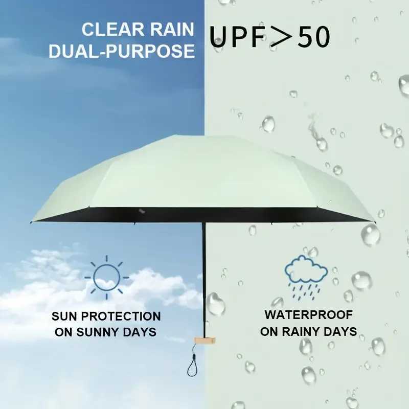 6-Rib Mini Folding Umbrella Lightweight Aluminum Handle Manual Open/Close Portable Cartoon Design Durable for Rainy Days C251117