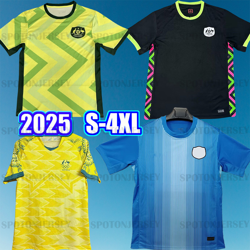 2025 Australia Away Kit home green tops soccer jerseys 25 26 black football shirts short sleeve men kids sets