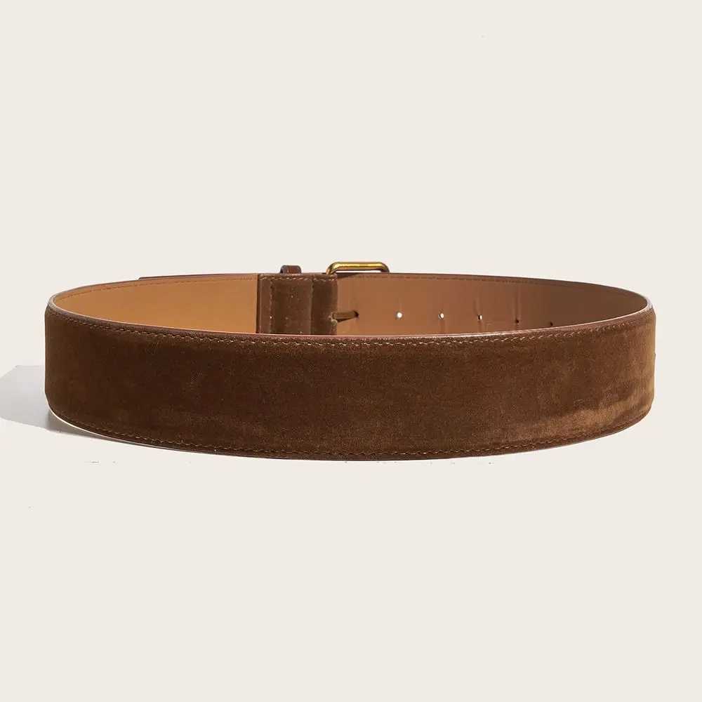 Retro luxury design suede leather wide belt fashionable casual pin buckle belt casual business belt giftXJ250417