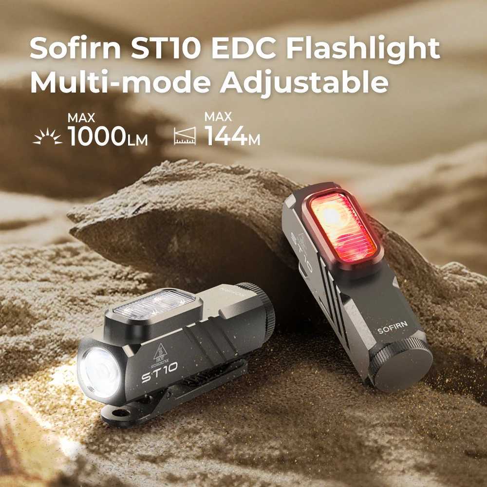 New Sofirn ST10 EDC Flashlight 14500 1000LM USB C Rechargeable Waterproof With Red Light Magnetic Tail Clip For Camping Emerge M251117