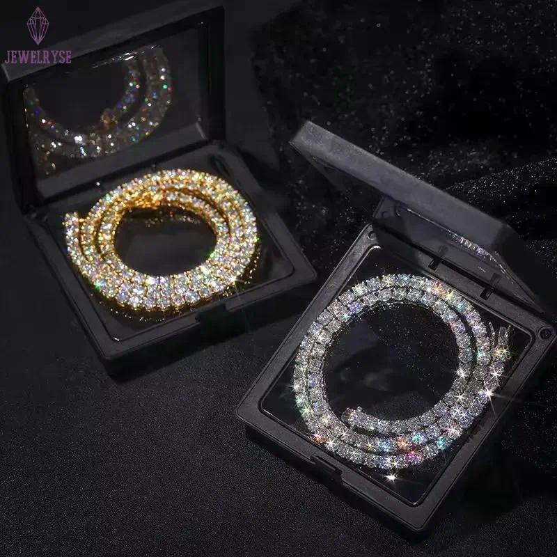 moissanite bracelet necklace tennis chain Hip Hop necklace fashion Jewelry Pass Dia Tester 4mm 5mm D color vvs moissanite iced out cuban GRA tennis br