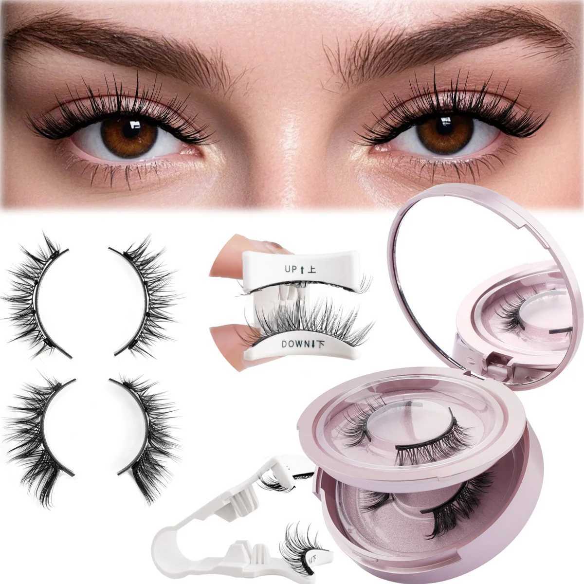 2 Pairs Magnetic Eyelash Natural Look Fluffy False Eyelashes Reusable Magnetic Eyelash Set with Applicator No Glue Need MakeupT251117