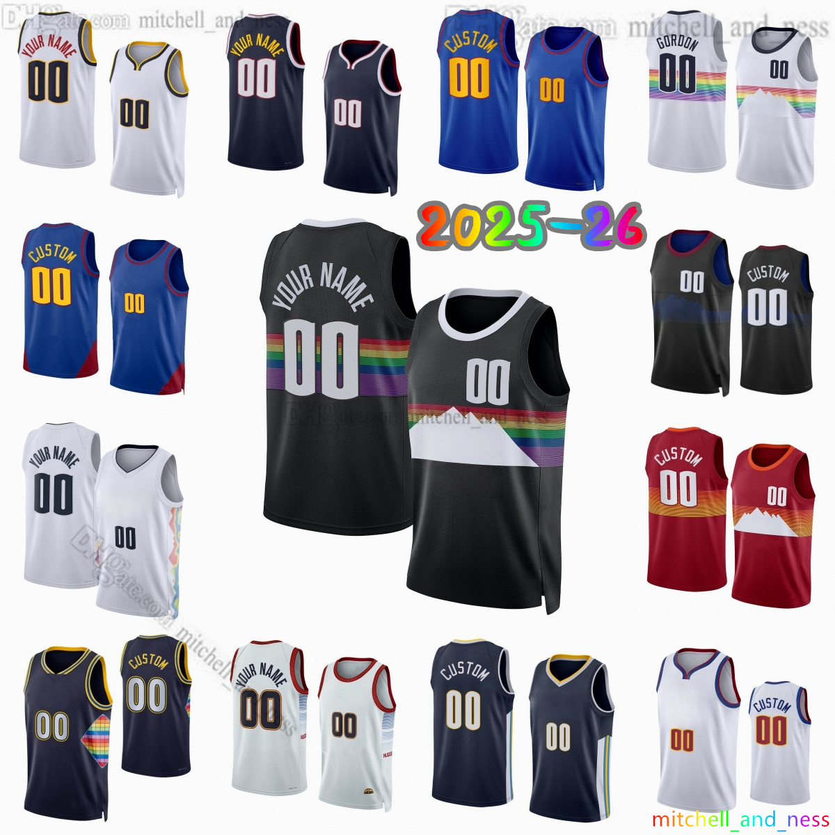 Custom 2025-26 City 15 Nikola Jokic Printed Basketball Jersey 27 Jamal Murray 32 Aaron Gordon 0 Christian Braun 10 Tim Hardaway 23 Cameron Johnson Jerseys Shorts