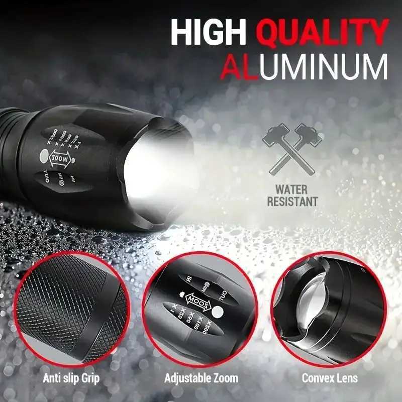 AAA Battery Powered High Power LED Flashlights Self Denfense Tactical Torch Aluminum Alloy Waterproof Zoom Outdoor With 5 Modes M251117