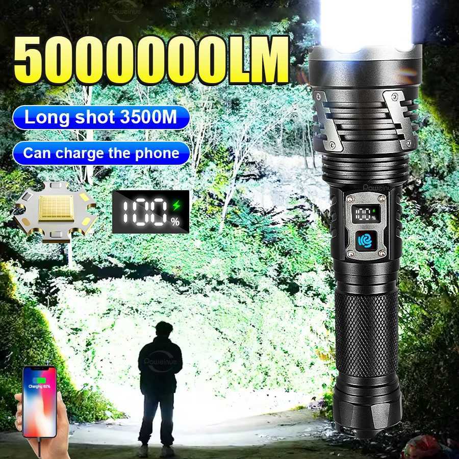 5000000LM XHP360 Ultra Powerful Flashlight LED Work Light Rechargeable LED Lamp Waterproof Torch Outdoor Lights For Camping M251117