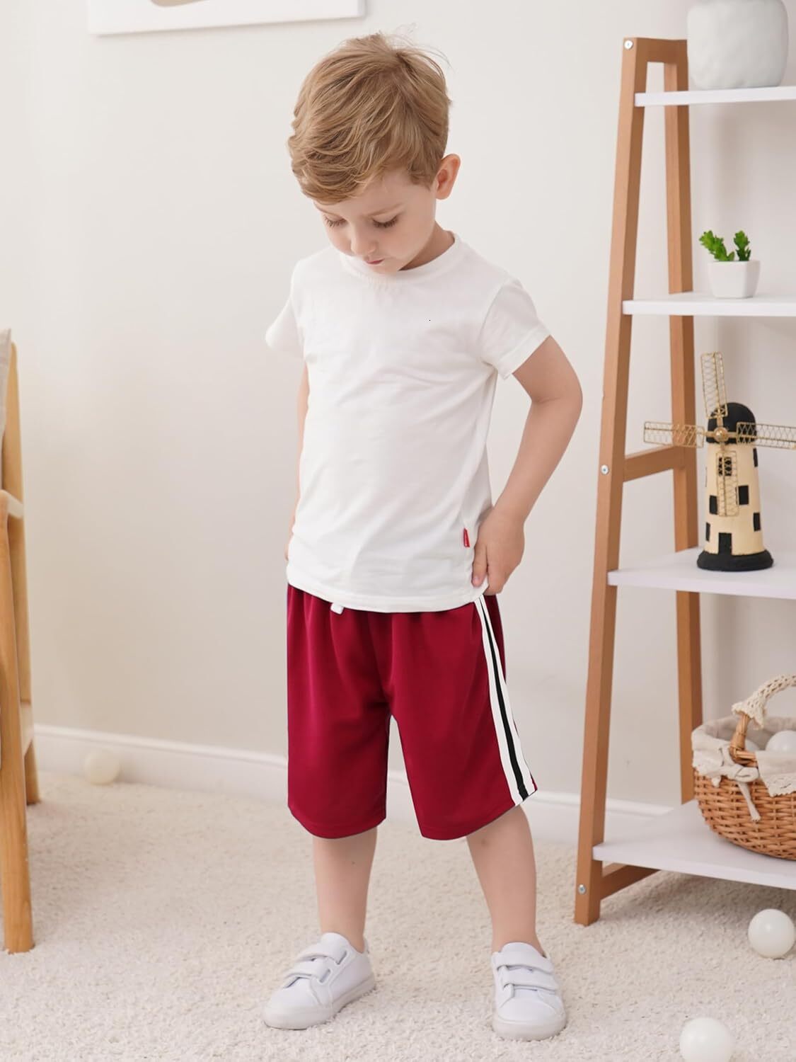 6-piece set of children's shorts, boys' basketball mesh sports gym football quick drying shorts suitable for summer